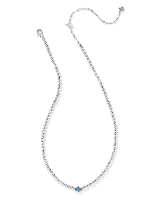 KENDRA SCOTT Abbie Silver Beaded Necklace in Light Blue Mother-of-Pearl