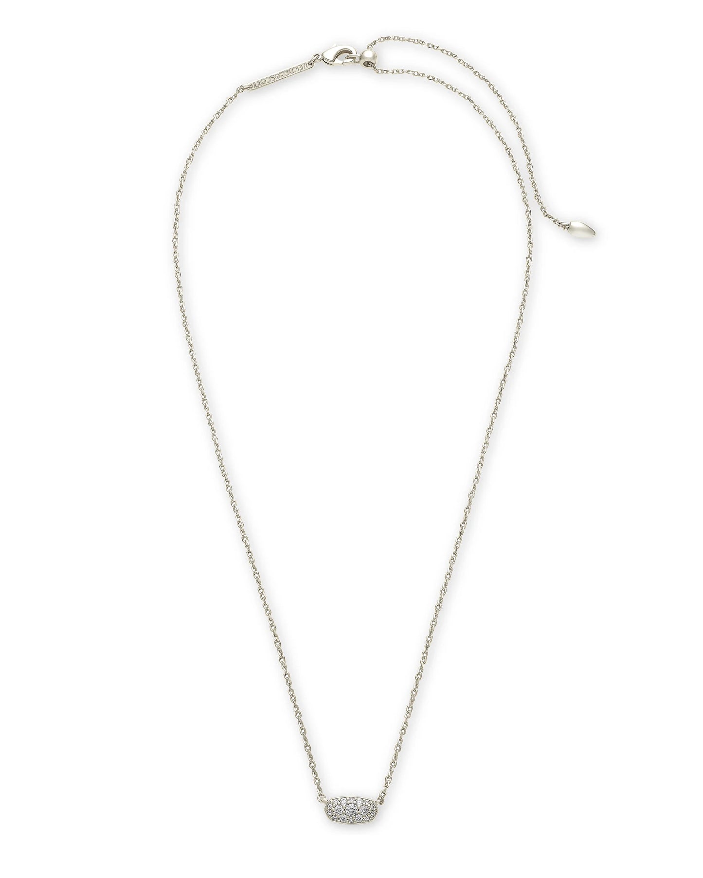 KENDRA SCOTT Grayson Silver Pendant Necklace in White Crystal