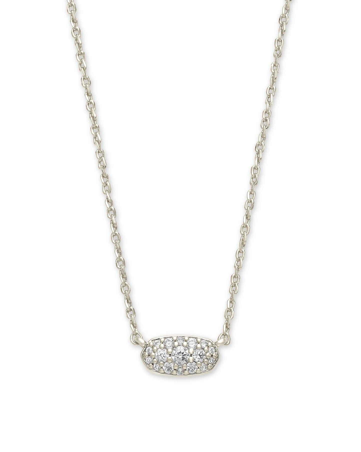 KENDRA SCOTT Grayson Silver Pendant Necklace in White Crystal