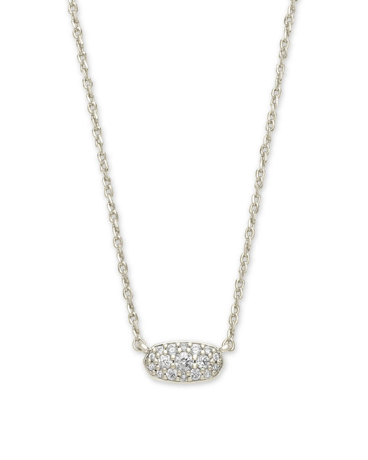 KENDRA SCOTT Grayson Silver Pendant Necklace in White Crystal