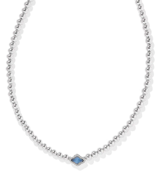 KENDRA SCOTT Abbie Silver Beaded Necklace in Light Blue Mother-of-Pearl