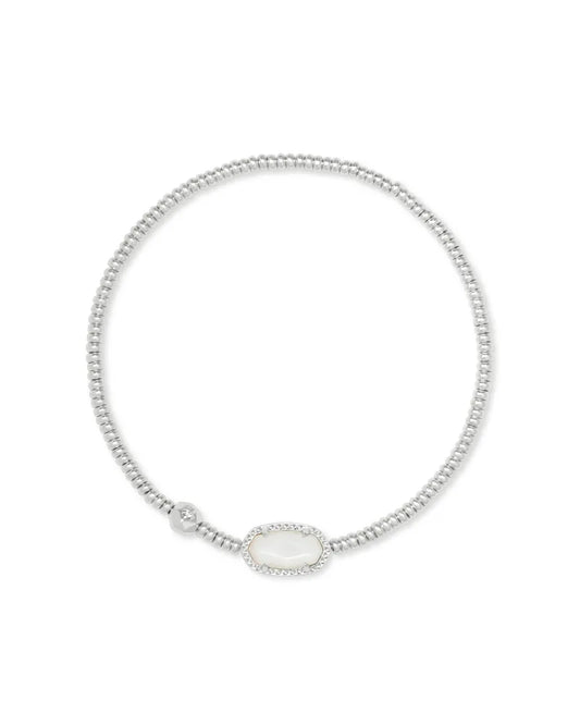 KENDRA SCOTT Grayson Silver Stretch Bracelet in Ivory Mother-of-Pearl