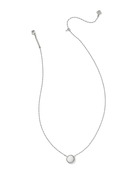 KENDRA SCOTT Volleyball Silver Short Pendant Necklace in White Mother-of-Pearl