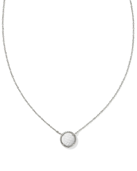 KENDRA SCOTT Volleyball Silver Short Pendant Necklace in White Mother-of-Pearl