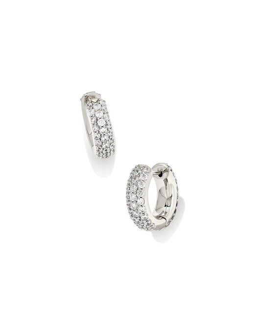 KENDRA SCOTT Mikki Pave Huggie Earrings in Silver