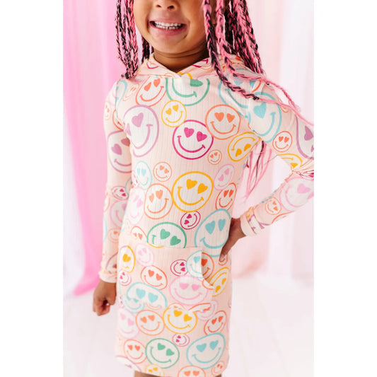 Heart Smilies | Ribbed Hoodie Dress