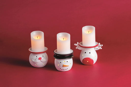 MUDPIE Snowman Light-Up Pillar Holder