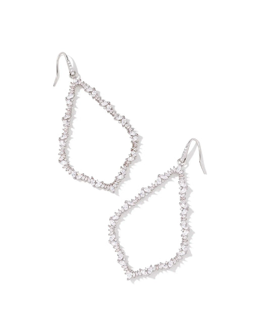 KENDRA SCOTT Sophee Silver Crystal Open Frame Earrings in White Crystal