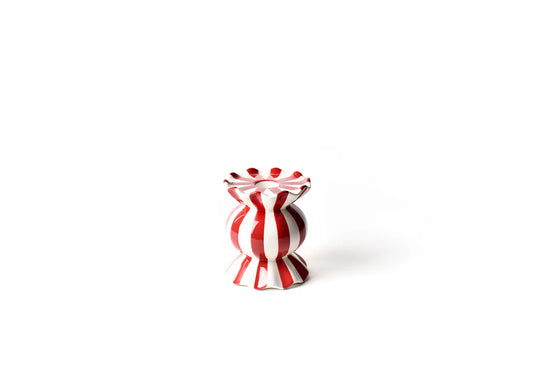 Coton Colors Red Stripe Small Ruffle Knob Candle Holder