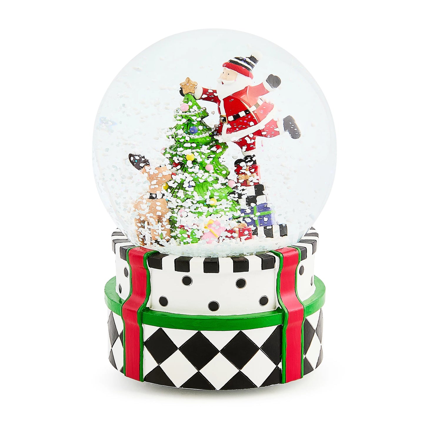 MacKenzie-Childs Santa & Rudolph Snow Globe
