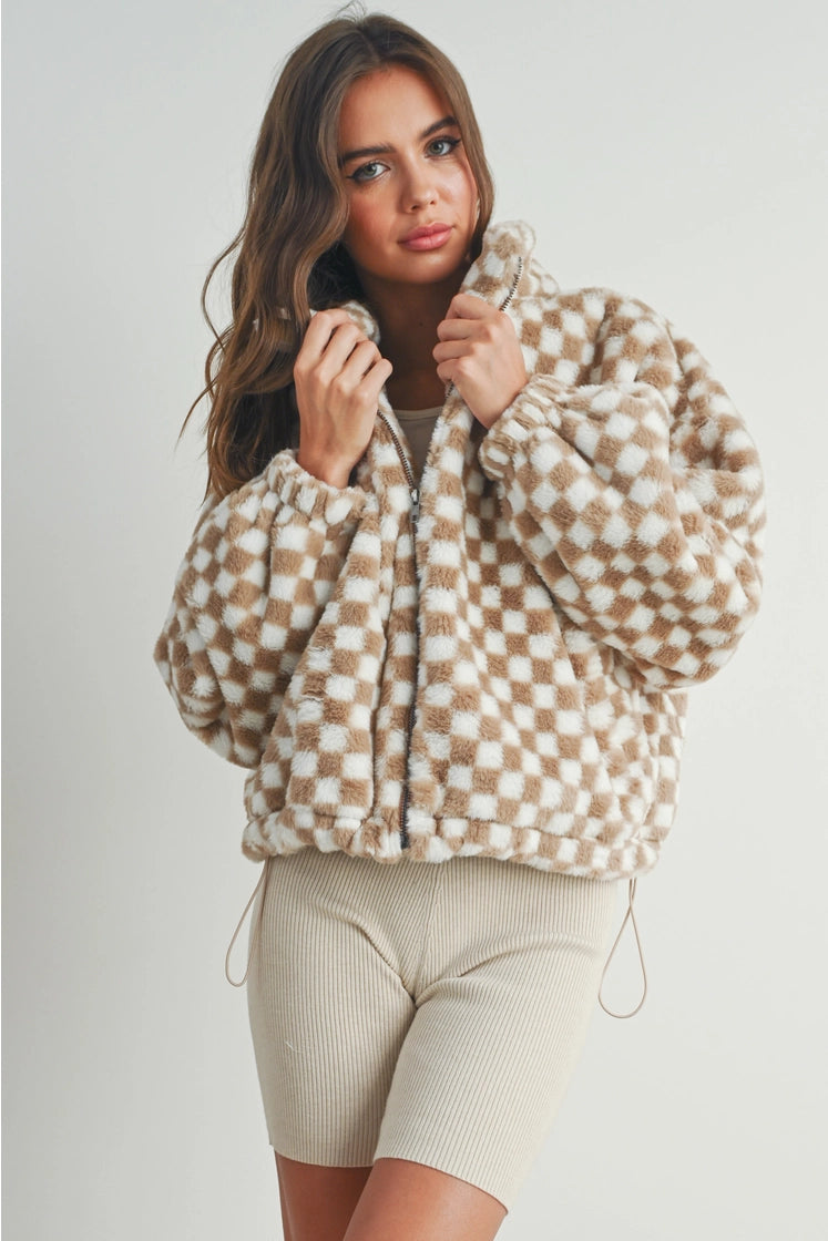 Fall Winter Checker Teddy Fall Jacket