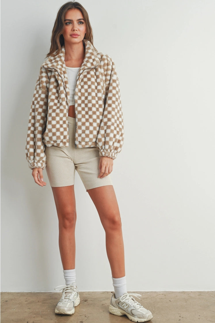 Fall Winter Checker Teddy Fall Jacket