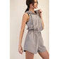 Heavy Poly Stretch Woven Sleeveless Hoodie Romper