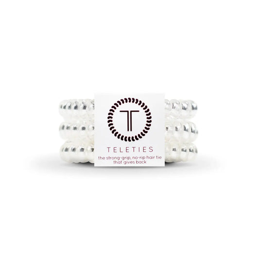 TELETIES Spiral Hair Coils | Small | Crystal Clear Hair Ties