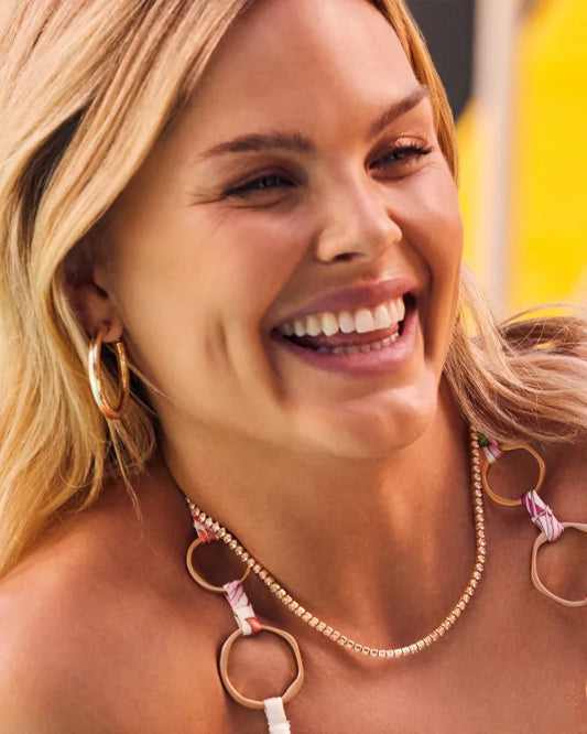 KENDRA SCOTT Larsan Silver Tennis Necklace in White Crystal