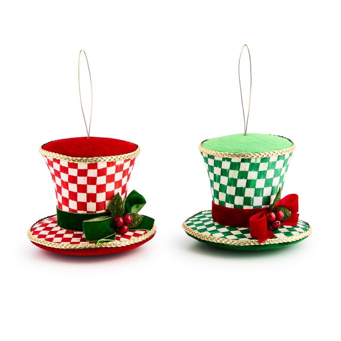 Check It Out Top Hat Fabric Ornaments, Set of 2