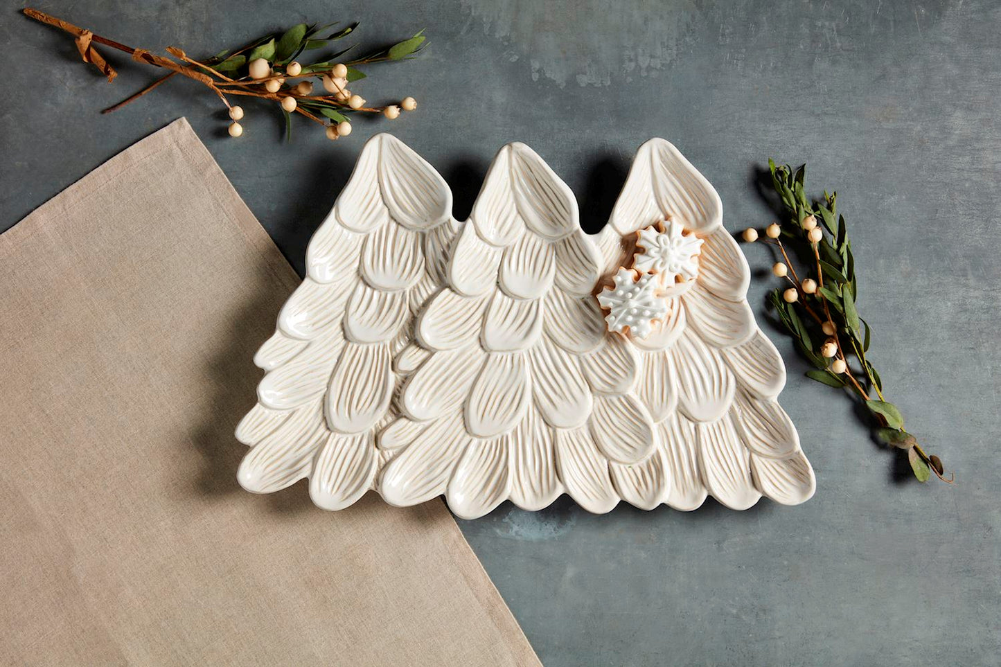MUDPIE White Christmas Tree Platter