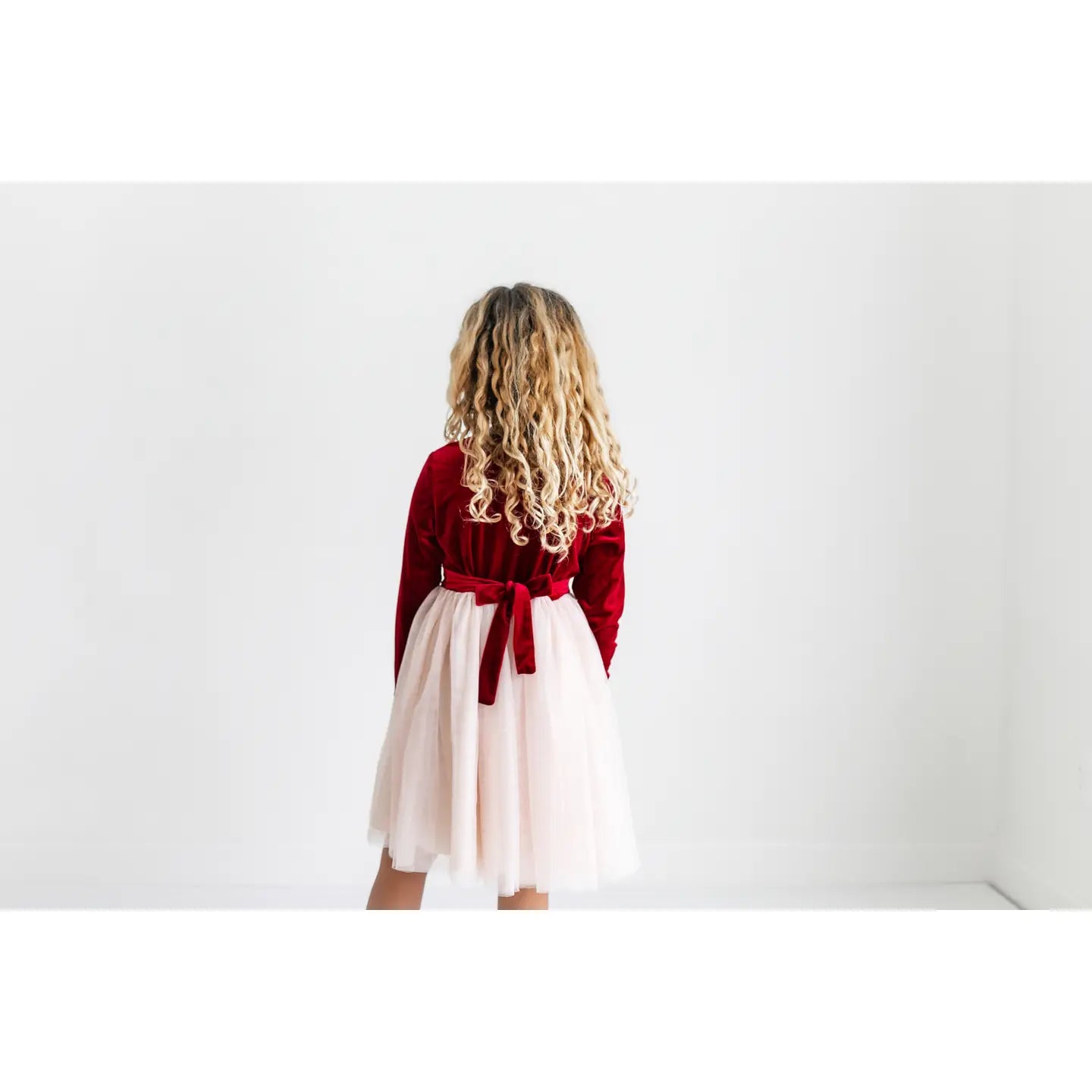 Girls Red Velvet Tulle Fancy Holiday Winter Party Dress