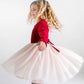 Girls Red Velvet Tulle Fancy Holiday Winter Party Dress