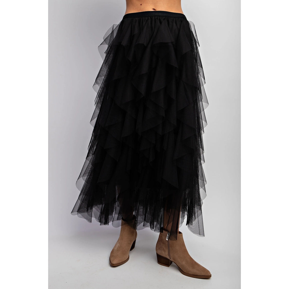 Cascading Tulle Mesh Layered Max Skirt