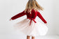 Girls Red Velvet Tulle Fancy Holiday Winter Party Dress