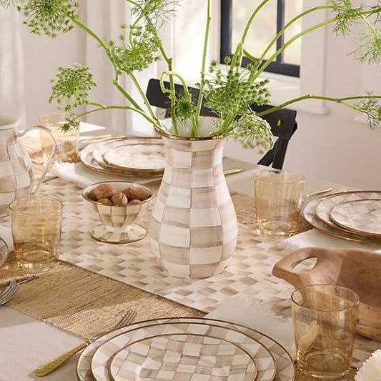 Mocha Check Tall Vase