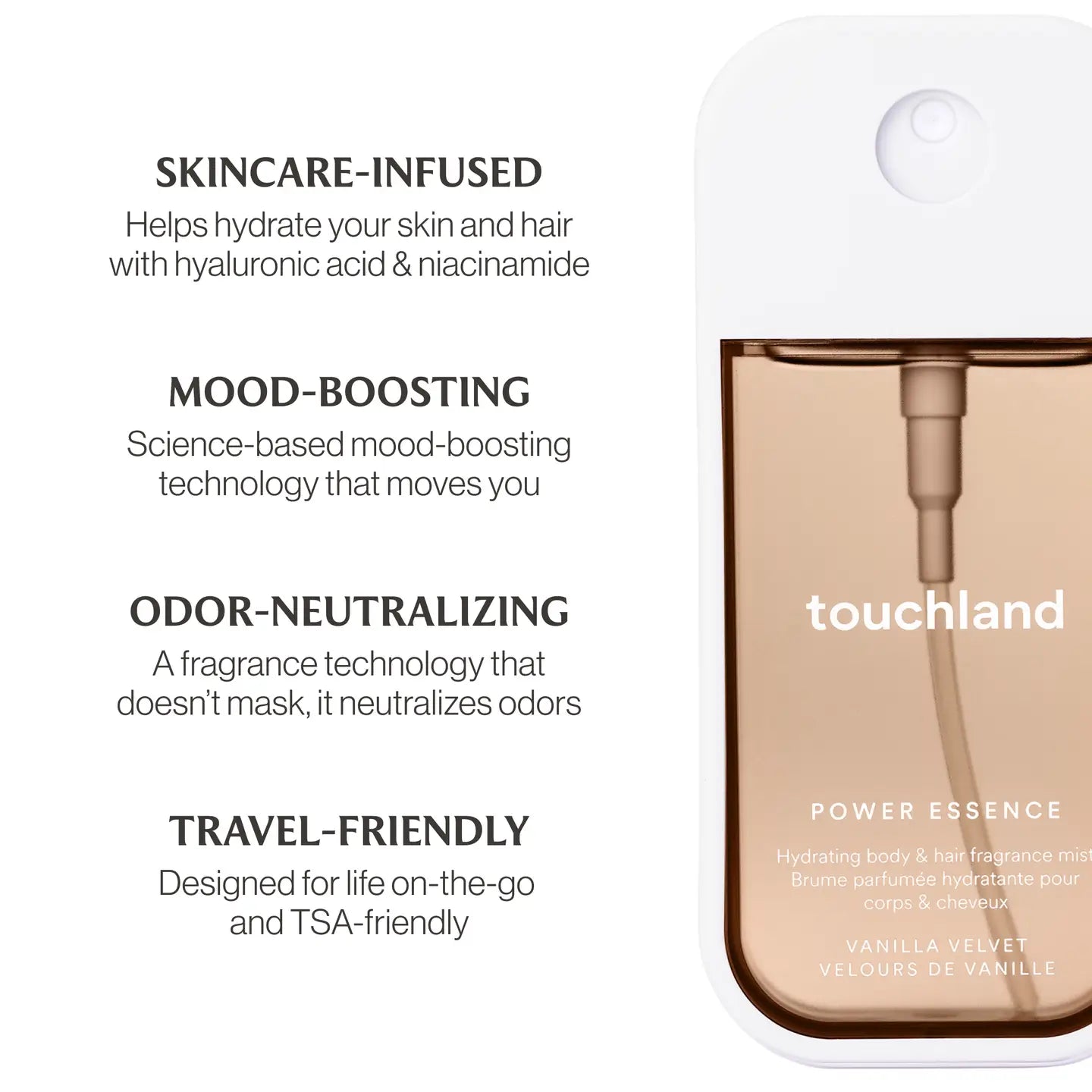 Touchland Vanilla Velvet Power Essence Body & Hair Fragrance Mist