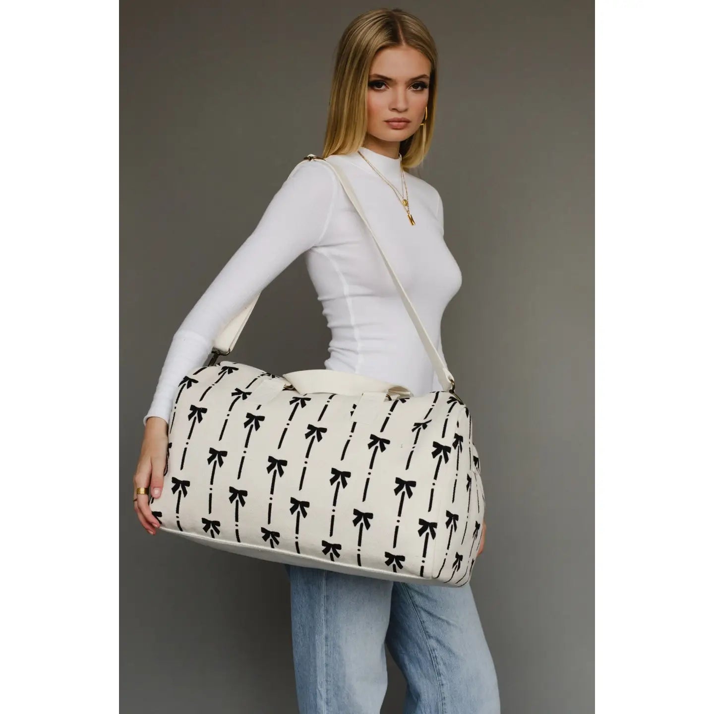 White & Black Bows Duffel