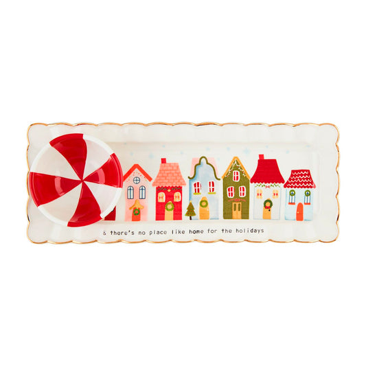 MUDPIE Christmas Village Tray & Dip Set