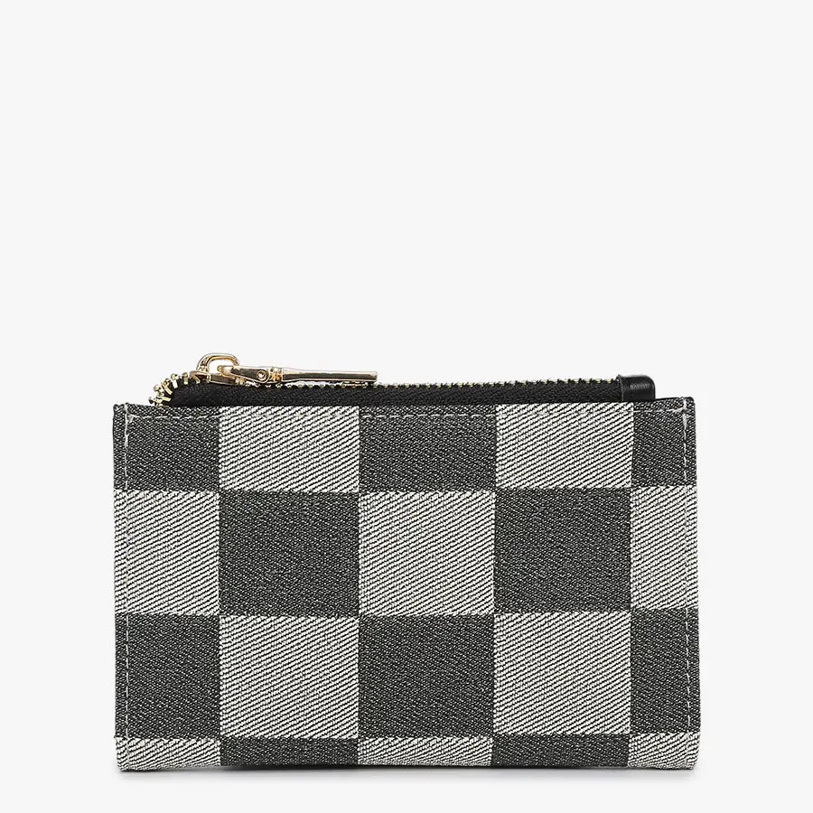 Zara Checkered Zip-Top Wallet