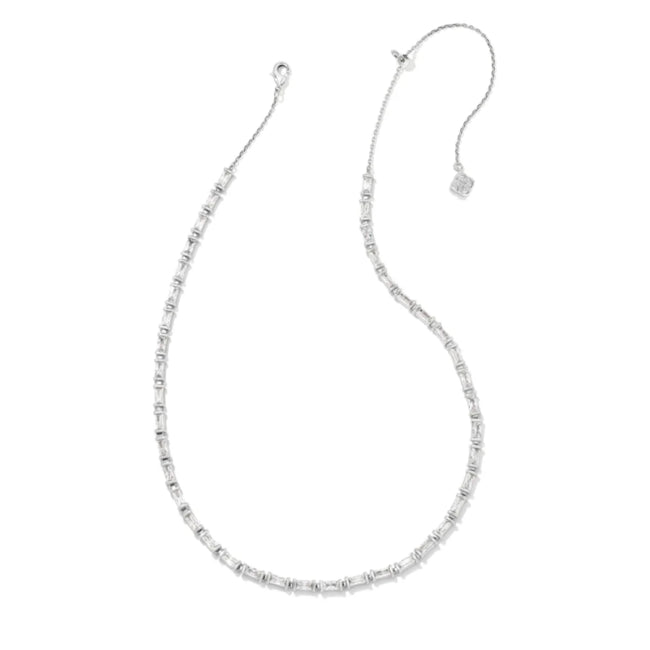 KENDRA SCOTT Juliette Silver Strand Necklace in White Crystal