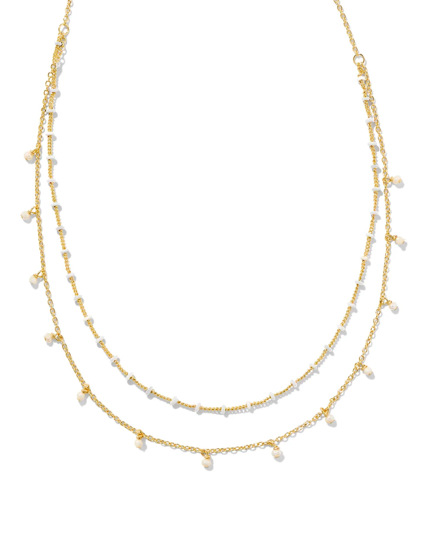 KENDRA SCOTT Eve Gold Multi Strand Necklace in White Mix