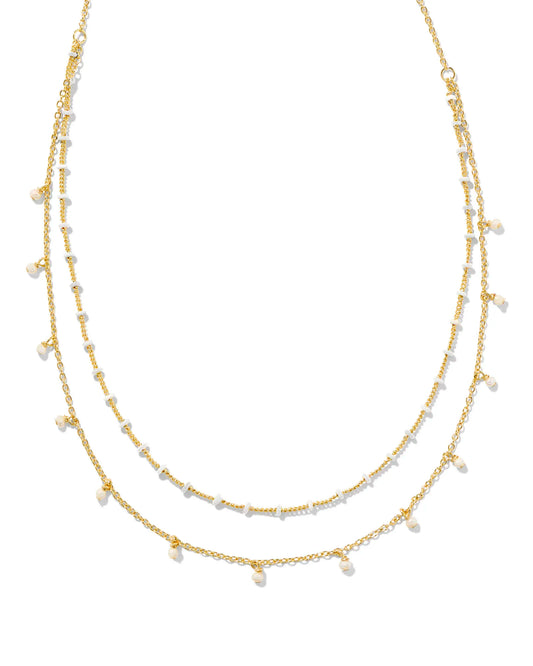 KENDRA SCOTT Eve Gold Multi Strand Necklace in White Mix