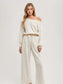 Wide Neck Off the Shoulder Knit Jumpsuit