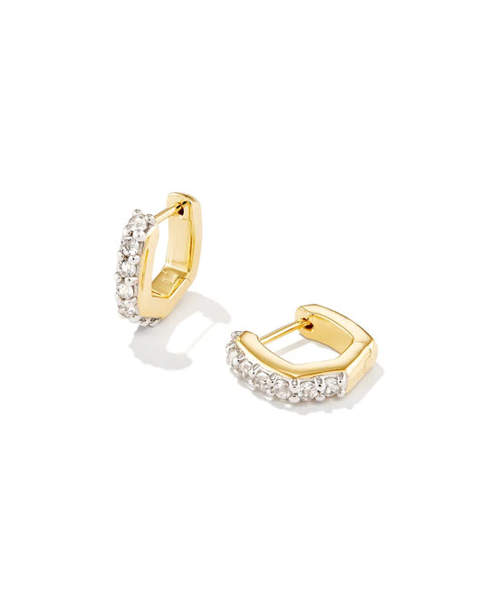 KENDRA SCOTT Davie 18k Gold Vermeil Huggie Earrings in White Topaz