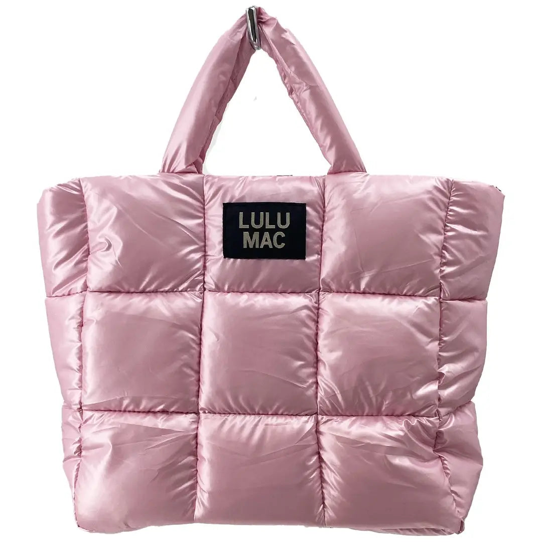 Large Puffer Metallic Handbag-Rose Gold