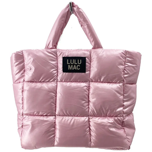 Large Puffer Metallic Handbag-Rose Gold