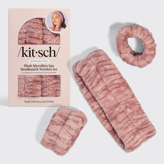 KITSCH Spa Headband and Wristlets 3pc Set - Terracotta