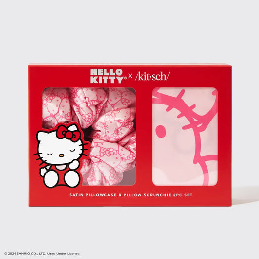 KITSCH Hello Kitty X Kitsch Satin Pillowcase & Pillow Scrunchie Set