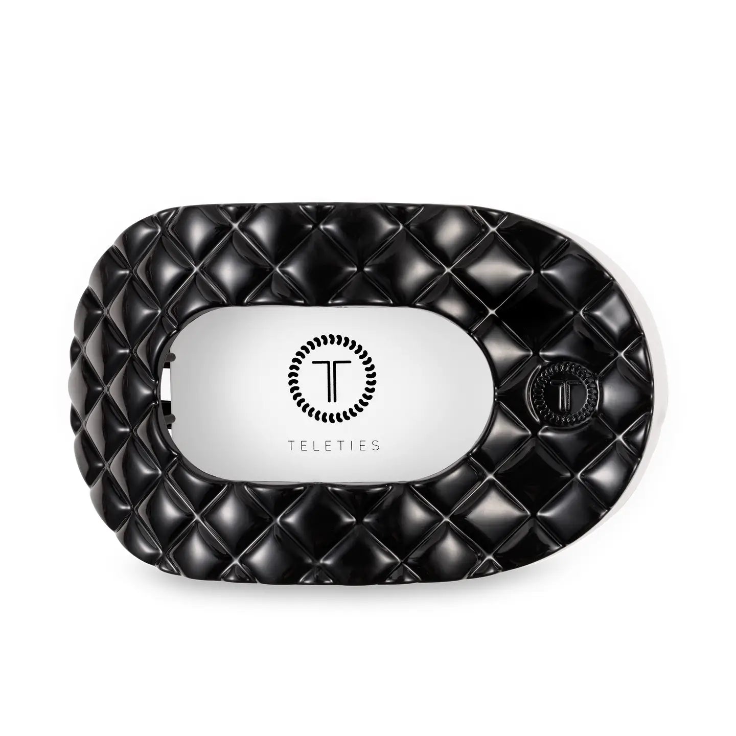 TELETIES Flat Round Hair Clip | Large | Jet Black Quilted