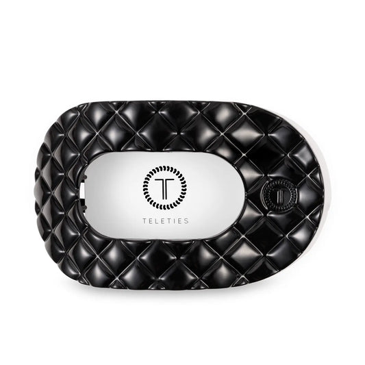 TELETIES Flat Round Hair Clip | Large | Jet Black Quilted