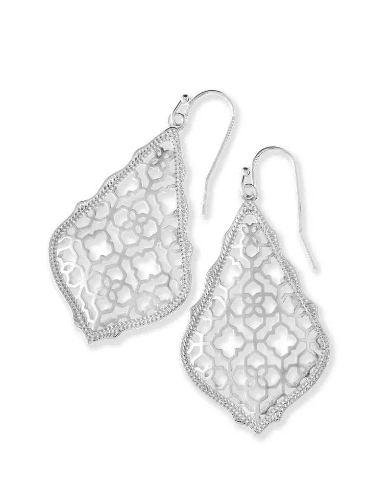 KENDRA SCOTT Addie Silver Drop Earrings in Silver Filigree Mix