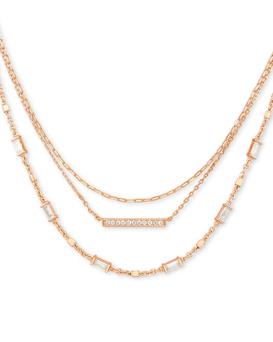 KENDRA SCOTT Addison Triple Strand Necklace in Rose Gold