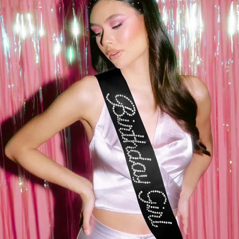 Birthday Girl Sash Black Rhineston