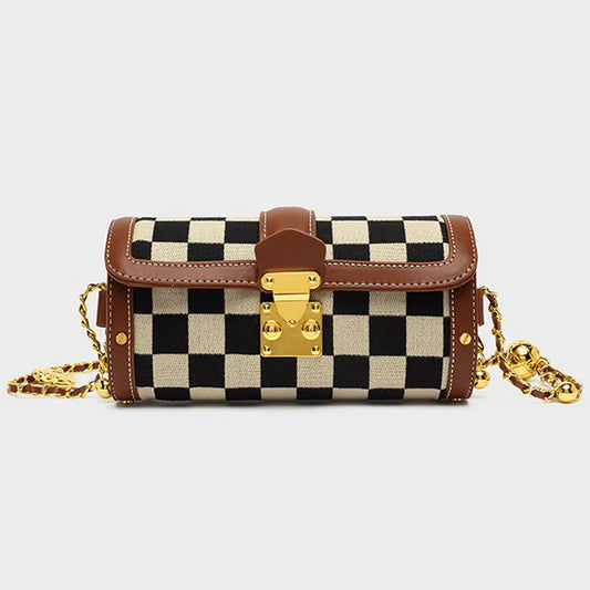 Simple Checkerboard Shape Shoulder Round BAG