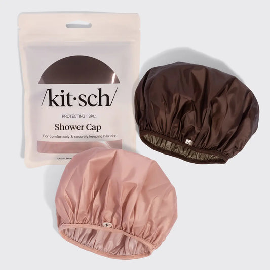 KITSCH Kitsch Shower Cap 2pc Set - Terracotta & Brown