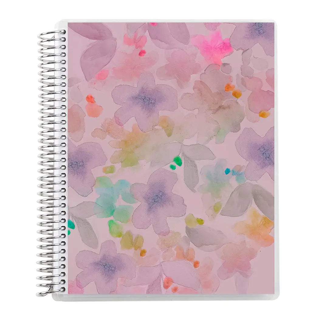 Erin Condren Design  Blossom Coiled Notebook - Lined, Platinum Coil