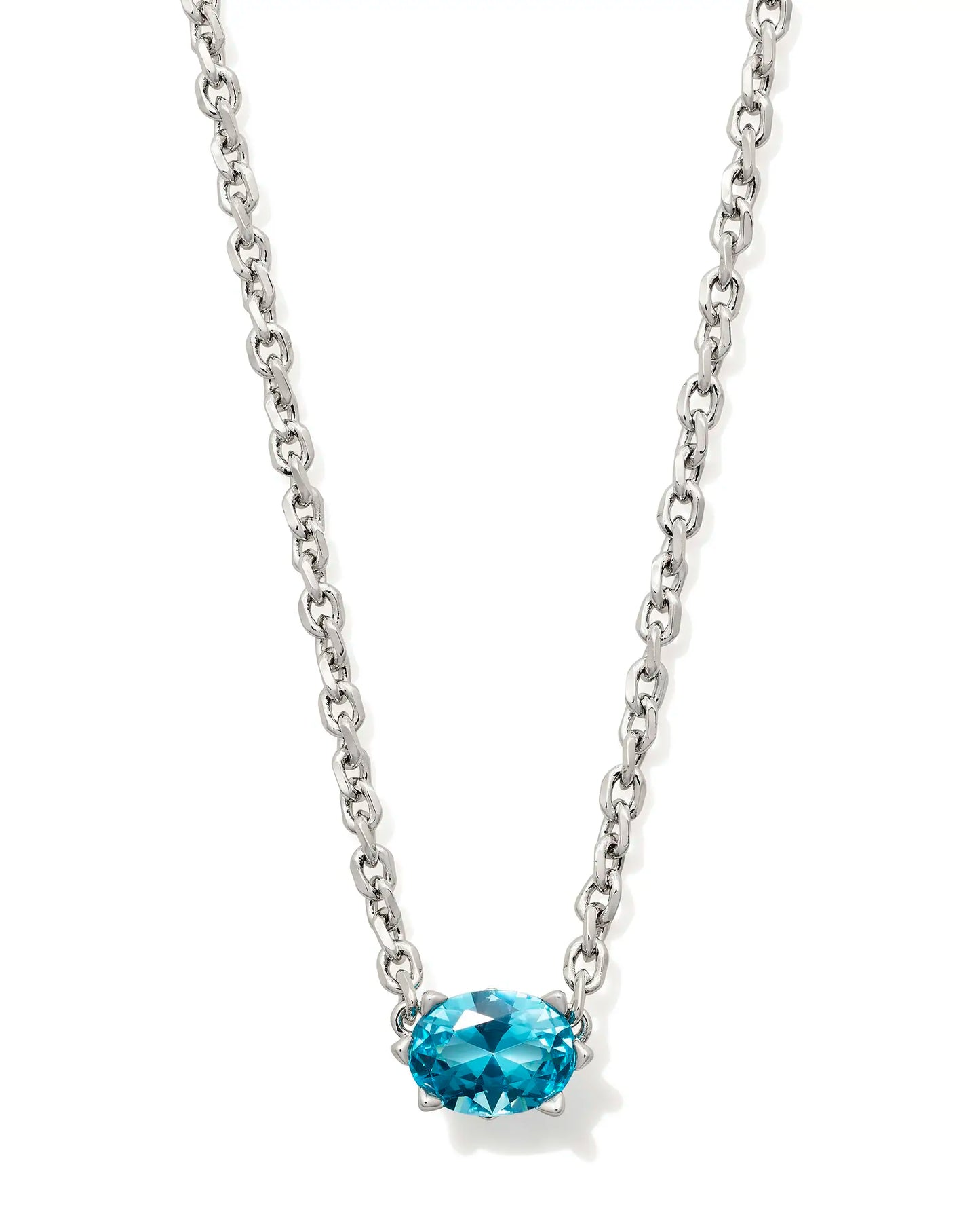 Cailin Silver Pendant Necklace in Aqua Crystal