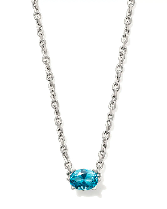 Cailin Silver Pendant Necklace in Aqua Crystal