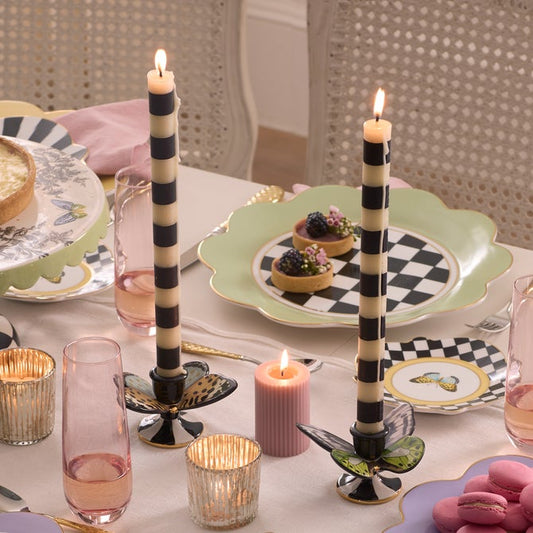 Bands Black Dinner Candles, Set of 2